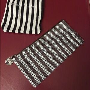 Henri Bendel Sequin Striped Clutch with Pink Lining